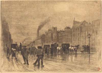 Manhã de inverno nos cais, 1883. de Felix Hilaire Buhot