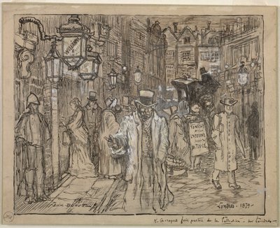 Cena de rua em Londres, 1879. de Felix Hilaire Buhot