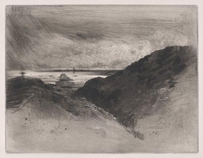 O Penhasco - Baía de Saint-Malo, 1889-90. de Felix Hilaire Buhot