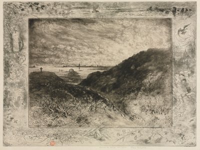 O penhasco: Baía de Saint-Malo, 1886-1890. de Felix Hilaire Buhot
