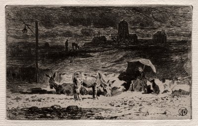 Os burros na colina de Cailles, c. 1875 de Felix Hilaire Buhot