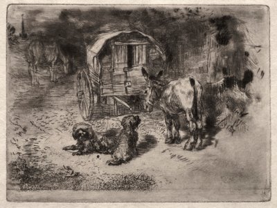 Os Guardiães da Casa, ou os Amigos do Saltimbanque, c. 1875. de Felix Hilaire Buhot