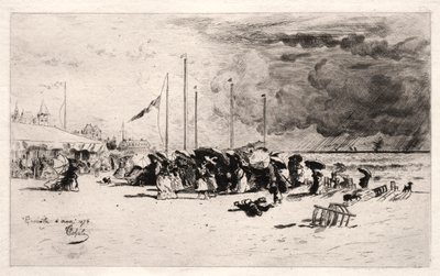 A Squall em Trouville, 1874. de Felix Hilaire Buhot