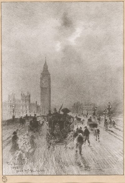 A Torre do Relógio Victoria em Londres, 1892. de Felix Hilaire Buhot