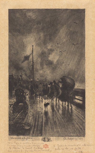 Un Débarquement en Angleterre (Desembarque na Inglaterra) de Felix Hilaire Buhot