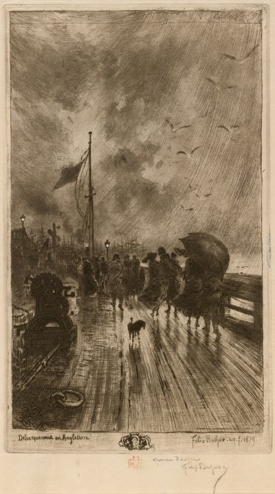 Um desembarque na Inglaterra de Felix Hilaire Buhot