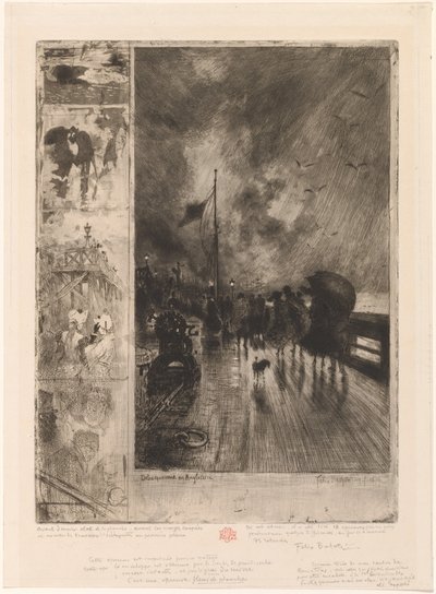 A Landing na Inglaterra, Landing na Inglaterra 1879. de Felix Hilaire Buhot