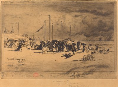 Un Grain à Trouville Squall em Trouville, 18741875. de Felix Hilaire Buhot