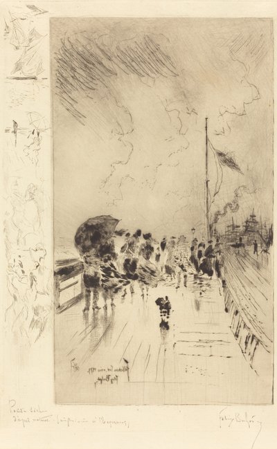 Um cais na Inglaterra, 1879. de Felix Hilaire Buhot