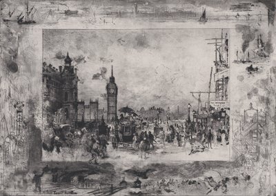 Ponte de Westminster, ou Torre do Relógio de Westminster, 1860-98. de Felix Hilaire Buhot