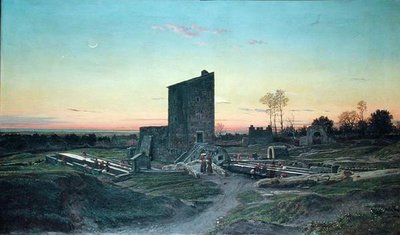 Paisagem romana ou, a casa de lavagem de Albano de Felix Hippolyte Lanoue