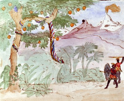Ink and Wash desenho do compositor clássico alemão Felix Mendelssohn para seu filho, Paul de Felix Mendelssohn