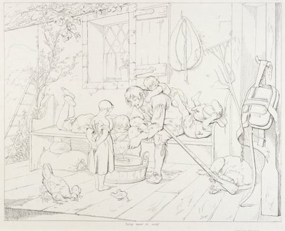 (Rip Van Winkle, ilustração) Rip Divertindo as crianças de Felix Octavius Carr Darley