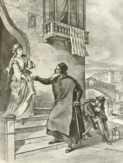 O Mercador de Veneza. Ato II, Cena V (gravura) de Felix Octavius Carr Darley