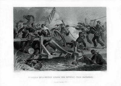 Lute em uma ponte durante o retiro de Manassas, Virgínia, 1862-1867. de Felix Octavius Carr Darley