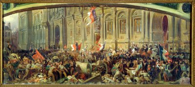 Alphonse de Lamartine (1790-1869) Rejeitando a bandeira vermelha no Hotel-de-Ville, Paris, 25 de fevereiro de 1848 de Felix Philippoteaux