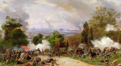 Combate no cemitério de Pere Lachaise em 1871 (óleo sobre tela) de Felix Philippoteaux