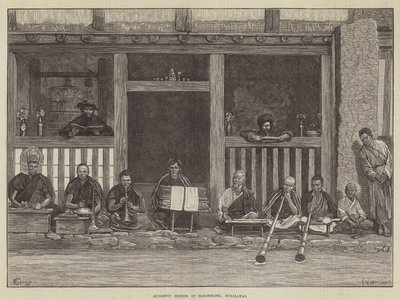 Sacerdotes budistas em Darjeeling, Himalaia de Felix Regamey