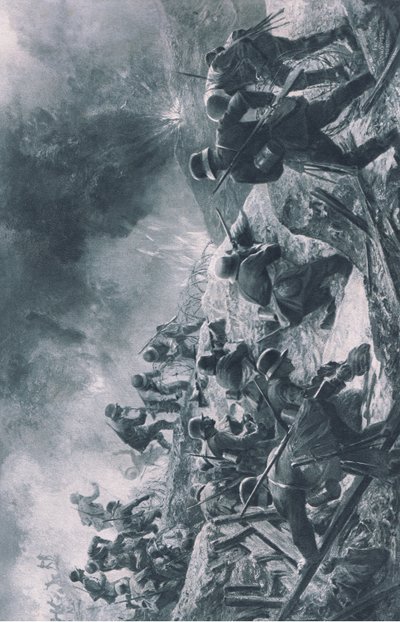 Ataque, ilustração de Hindenburg publicada pela Daterlandischer Derlag C U Weller Berlin de Felix Schwormstadt