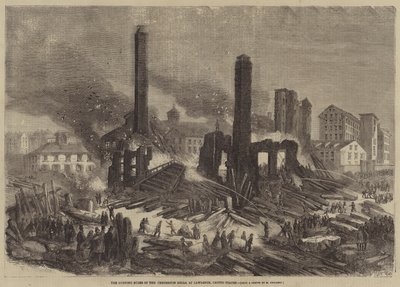As Ruínas Ardentes do Pemberton Mills, em Lawrence, Estados Unidos de Felix Thorigny