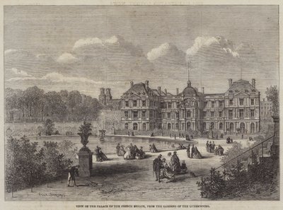 Vista do Palácio do Senado francês, dos jardins do Luxemburgo de Felix Thorigny