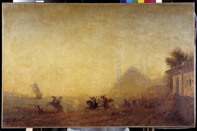 Fantasia nas margens do Bósforo. A Basílica de Hagia Sophia (Hagia Sophia ou Hagia Sophia) é visível de Félix Ziem