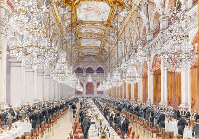 Banquete de oficiais navais russos na Câmara Municipal, 1893. de Feodor Hoffbauer