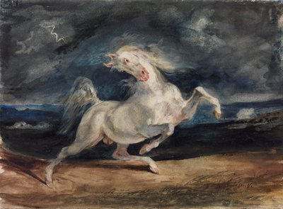 Cavalo Assustado por um raio de Ferdinand Victor Eugene Delacroix