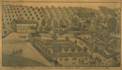 A propriedade de John P. e Catharina Schuring, Franklin Town, Allegheny County, Pensilvânia, 1883 de Ferdinand A. Brader