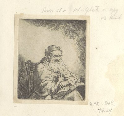 Velho com um trevo em sua jaqueta Recueil de quatre-vingt-cinq estampes originales (título da série) de Ferdinand Bol (attributed to)