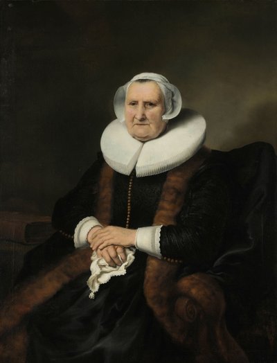 Retrato de uma velha senhora, possivelmente Elisabeth Bas Retrato de uma velha senhora, possivelmente Elisabeth Jacobsdr Bas (1571-1649), viúva de Jochem Hendricksz Swartenhont de Ferdinand Bol (attributed to)