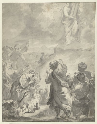 Moisés descendo do Monte Sinai com os Dez Mandamentos de Ferdinand Bol