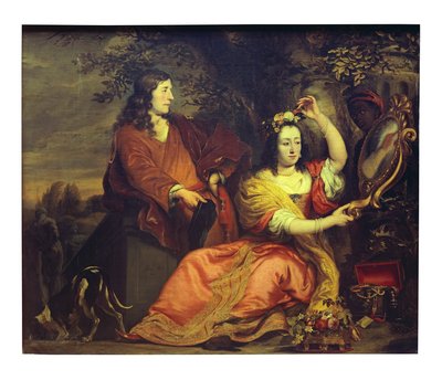 Retrato de Pieter de la Court e a sua Mulher (óleo sobre tela) de Ferdinand Bol