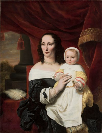 Retrato de Johanna de Geer-Trip com a filha Cecylia de Ferdinand Bol