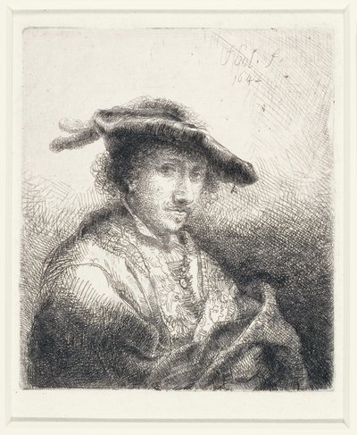 Jovem vestindo um chapéu de plumas, 1642 de Ferdinand Bol