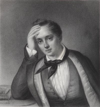 Retrato do poeta Yevgeny Abramovich Baratynsky 1800-1844, década de 1830 de Ferdinand Chevalier