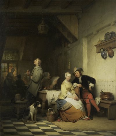Interior de uma estalagem, com figuras em traje do século XVII de Ferdinand De Braekeleer (I)