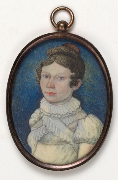 Jovem mulher com lenço branco cruzado sobre o peito de Ferdinand Georg Waldmüller