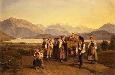 O regresso da colheita no lago Zug de Ferdinand Georg Waldmuller