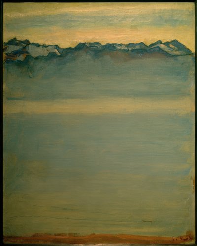 Lago de Genebra com os Alpes Savoie de Ferdinand Hodler