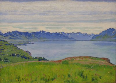 Paisagem no Lago de Genebra com vista para o Valais de Ferdinand Hodler