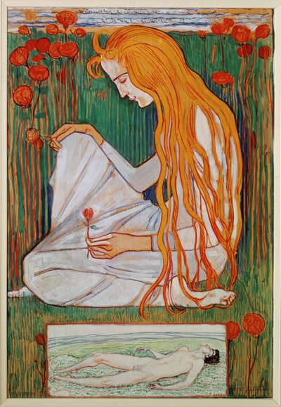 O sonho (aguarela sobre papel) de Ferdinand Hodler