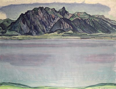 Thunersee com as Montanhas Stockhorn, 1910 de Ferdinand Hodler