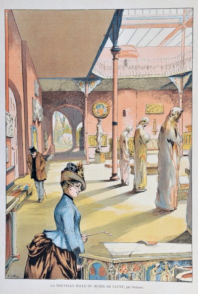A nova sala do museu da Idade Média de Cluny em Paris 1887, de Ferdinand Joseph GUELDRY (1858-1945) Gravação de 1887 no "Paris-Illustrous journal weekly". de Ferdinand Joseph Gueldry