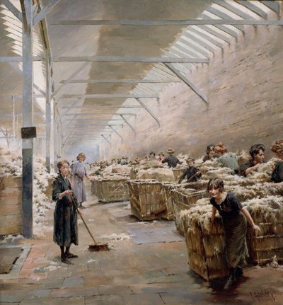 Tecelagem, triagem de lã, 1913. de Ferdinand Joseph Gueldry