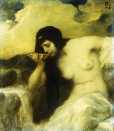 Uma ninfa bebendo em uma primavera, 1907 de Ferdinand Keller