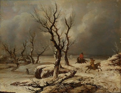 Paisagem de inverno com dois cavaleiros de Ferdinand Kobell