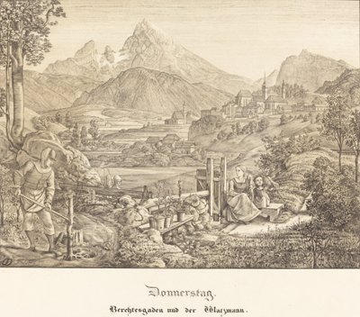 Quinta-feira - Berchtesgaden e a Montanha Watzmann (quinta-feira - Berchtesgaden e a Montanha Watzmann) de Ferdinand Olivier