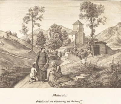 Quarta-feira - Trilho na baía de Mönchsberg em Salzburgo (quarta-feira - Trilho em Mönchsberge perto de Salzburgo) de Ferdinand Olivier