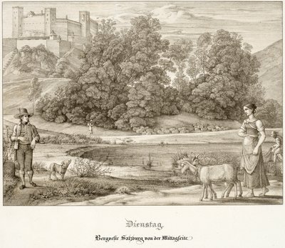 Terça-feira: O Castelo de Salzburgo visto do Sul de Ferdinand Olivier